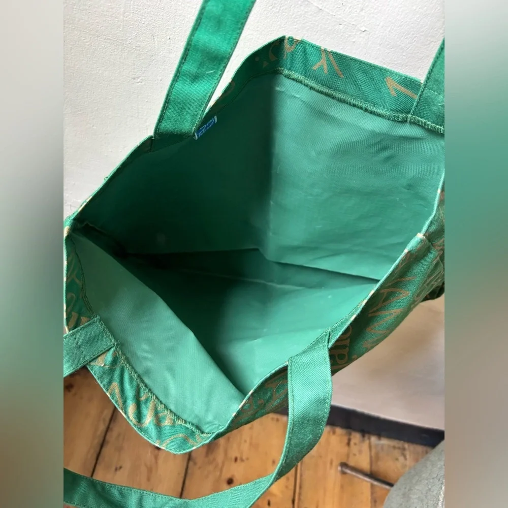 Vintage Deadstock Jamaica Green & Gold Canvas Tote Beach Bag